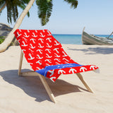 White Anchor on Red Beach Towel - JUNE