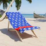 White Anchor on Blue Beach Towel - HICKORY