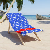 White Anchor on Blue Beach Towel - KADE