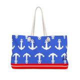 Blue Background - white anchor - Weekender Bag