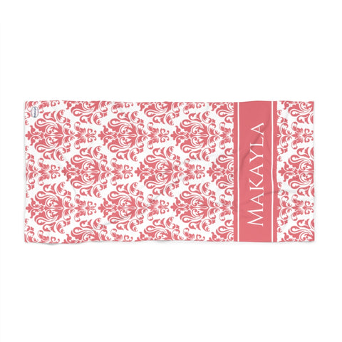 Pink Damakas Beach Towel - White Background - Makayla