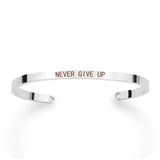 Motivational Bracelet - Bangle Gift - Never Give Up - Silver Color
