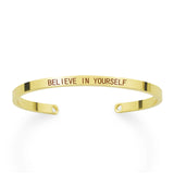 Motivational Bracelet - Bangle Gift - Believe In Yourself - Gold Color