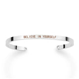 Motivational Bracelet - Bangle Gift - Believe In Yourself - Silver Color