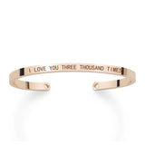 Motivational Bracelet - Bangle Gift - I love You Three Thousand Times - rose color
